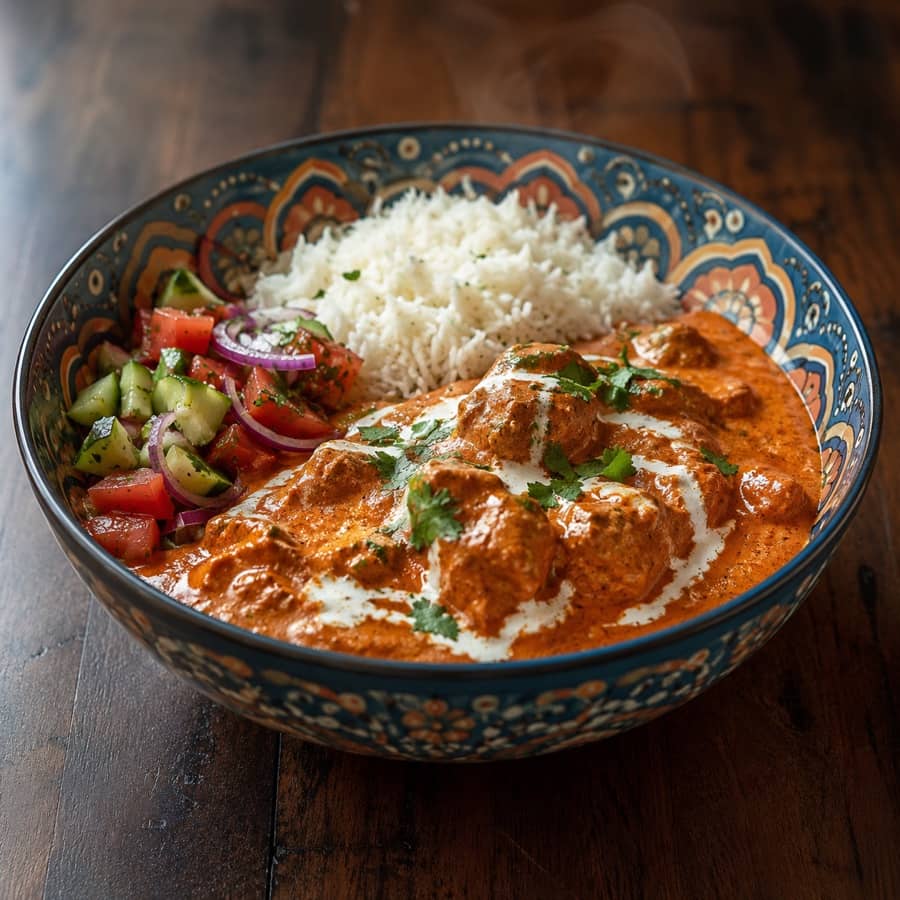 Butter Chicken mit Basmatireis – frisch gekocht bei Lahori Dhaba in Erfurt